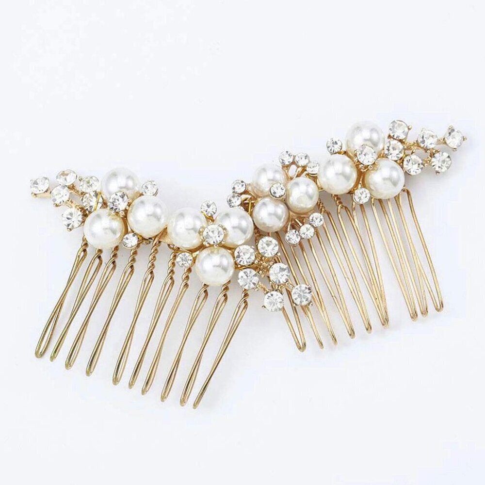Wedding Hair Comb Set Pearl Crystal Bridal Rhinestone Hair Accessories Women